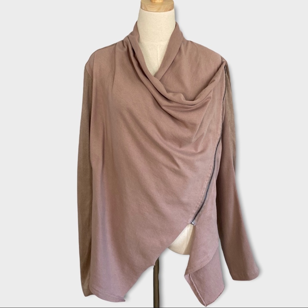 BlankNYC Cloud Nine Faux Suede Drape Zip Jacket Size L